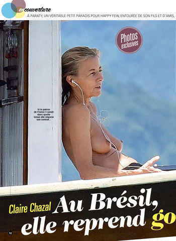 actress Claire Chazal 24 years swimming suit photo in public