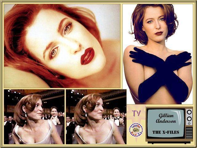 models Gillian Anderson teen barefaced foto in the club